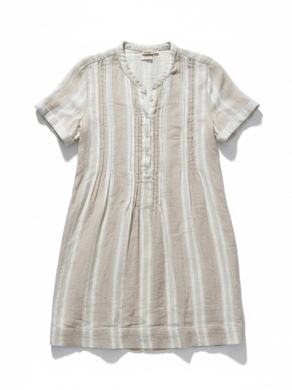 Faherty Sand-Beachy Gemina Short Sleeve Shift 💯 Organic Cotton Dress